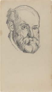Self-Portait、c.1880-2（織紙上のグラファイト） 作： Paul Cézanne